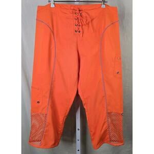 Nike Sphere Dry Athletic Capri Pants Women L 12-14 Orange Mesh Drawstring
